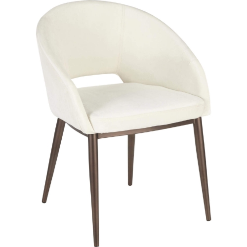 Renee Accent Chair in Cream Velvet & Copper Metal